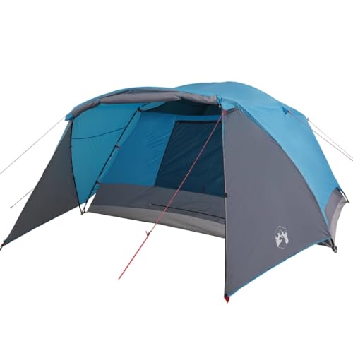 vidaXL Familienzelt, Trekkingzelt mit Vorzelt Insektenschutz, Zelt für Outdoor Camping Wandern, Campingzelt für 6 Personen Wasserdicht, Blau von vidaXL