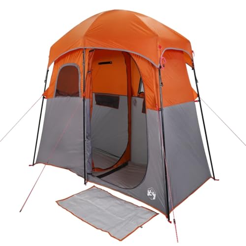 vidaXL Duschzelt 2 Personen - Grau/Orange Wasserdicht Camping Toilette/Ankleidezimmer - Privater Raum mit einfacher Einrichtung & Tragbarem Design von vidaXL