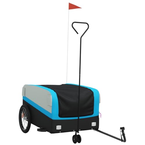 vidaXL Fahrradanhänger, Fahrrad Anhänger mit Sicherheitsflagge, Lastenanhänger für den Transport von Gepäck Pflanzen, Radanhänger Transportanhänger, Schwarz Blau Eisen vidaXL Fahrradanhänger, Fahrrad Anhänger mit Sicherheitsflagge, Lastenanhänger für den Transport von Gepäck Pflanzen, Radanhänger Transportanhänger, Schwarz Blau Eisen von vidaXL