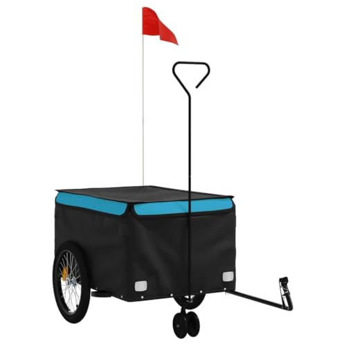 vidaXL Fahrradanhänger, Lastenanhänger mit Sicherheitsflagge, Transportanhänger mit Deichsel, Fahrrad Anhänger Radanhänger, Schwarz Blau 45kg Eisen vidaXL Fahrradanhänger, Lastenanhänger mit Sicherheitsflagge, Transportanhänger mit Deichsel, Fahrrad Anhänger Radanhänger, Schwarz Blau 45kg Eisen von vidaXL