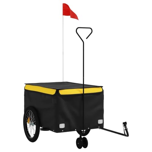 vidaXL Fahrradanhänger, Lastenanhänger mit Sicherheitsflagge, Transportanhänger mit Deichsel, Fahrrad Anhänger Radanhänger, Schwarz Gelb 45kg Eisen vidaXL Fahrradanhänger, Lastenanhänger mit Sicherheitsflagge, Transportanhänger mit Deichsel, Fahrrad Anhänger Radanhänger, Schwarz Gelb 45kg Eisen von vidaXL