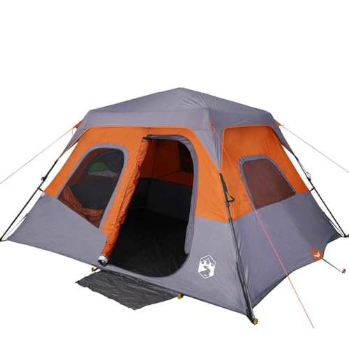 vidaXL Familienzelt, Campingzelt 6 Personen, Gruppenzelt Quick Release Wasserdicht, Outdoor Zelt mit Abnehmbarem Überzelt Insektenschutz, Grau Orange vidaXL Familienzelt, Campingzelt 6 Personen, Gruppenzelt Quick Release Wasserdicht, Outdoor Zelt mit Abnehmbarem Überzelt Insektenschutz, Grau Orange von vidaXL
