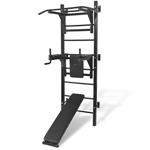 vidaXL Fitness Kraftturm Multifunktional Wandmontage mit Dip-Station Klimmzugstange Sit-Up-Bank Kraftstation Heimtrainer Power Tower Schwarz vidaXL Fitness Kraftturm Multifunktional Wandmontage mit Dip-Station Klimmzugstange Sit-Up-Bank Kraftstation Heimtrainer Power Tower Schwarz von vidaXL