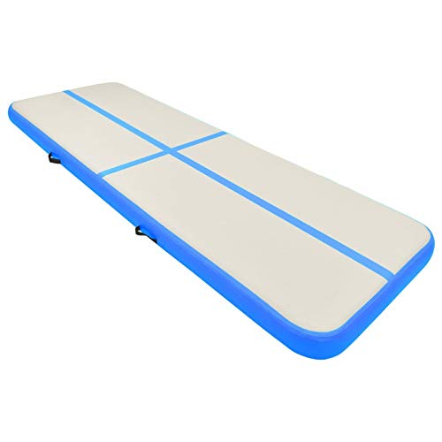 vidaXL Gymnastikmatte Aufblasbar mit Pumpe Turnmatte Tumbling Matte Training Fitnessmatte Yogamatte Trainingsmatte 400x100x20cm PVC Blau von vidaXL