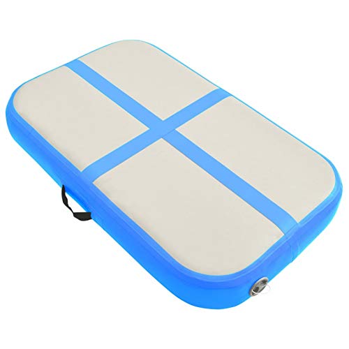 vidaXL Gymnastikmatte Aufblasbar mit Pumpe Turnmatte Tumbling Matte Training Fitnessmatte Yogamatte Trainingsmatte 60x100x10cm PVC Blau von vidaXL