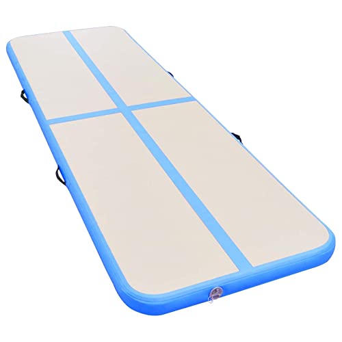 vidaXL Gymnastikmatte mit Luftpumpe Turnmatte Tumbling Matte Tranningsmatte Fitnessmatte Zuhause Outdoor Yoga 4 m PVC Blau Aufblasbar Tragbar von vidaXL