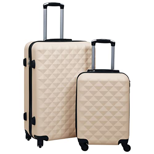 vidaXL Hartschale Trolley Set 2-TLG. 4 360-Grad-Rollen Hartschalenkoffer Reisekoffer Koffer Kofferset Handgepäck Bordgepäck Reise Golden ABS von vidaXL