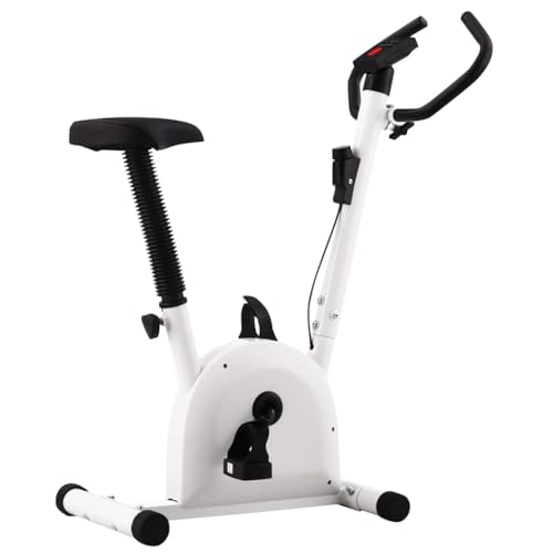 vidaXL Heimtrainer Mikro-Einstellbarer Gurtwiderstand Hometrainer Cardio Ergometer Bike Trimmrad Fitness Fahrrad Weiß 100kg 90x38x103cm von vidaXL