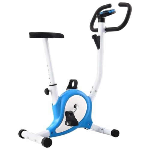 vidaXL Heimtrainer mit Gurtwiderstand Großer LCD-Computer Hometrainer Cardio Ergometer Fitness Bike Fahrrad Trimmrad Fahrradtrainer Blau von vidaXL