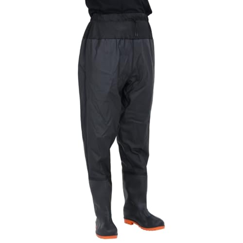 vidaXL Hüftwathose mit Stiefeln, Wathose für Angler Jäger Landwirte, Anglerhose Wasserfest, Teichhose Angelhose, Schwarz Größe 45 Polyester von vidaXL