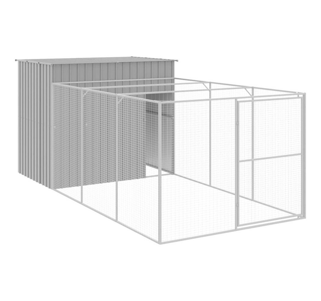 vidaXL Hundehütte, Hundehaus mit Auslauf Hellgrau 214x457x181 cm Verzinkter Stahl vidaXL Hundehütte, Hundehaus mit Auslauf Hellgrau 214x457x181 cm Verzinkter Stahl von vidaXL