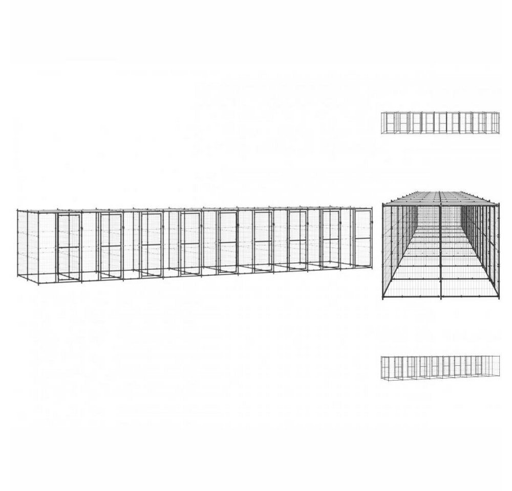 vidaXL Hundezwinger Outdoor-Hundezwinger Stahl mit Überdachung 21,78 m² von vidaXL