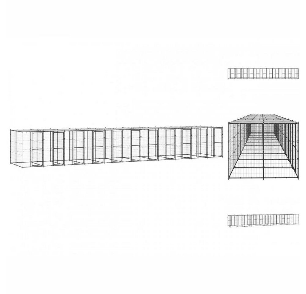 vidaXL Hundezwinger Outdoor-Hundezwinger Stahl mit Überdachung 26,62 m² von vidaXL