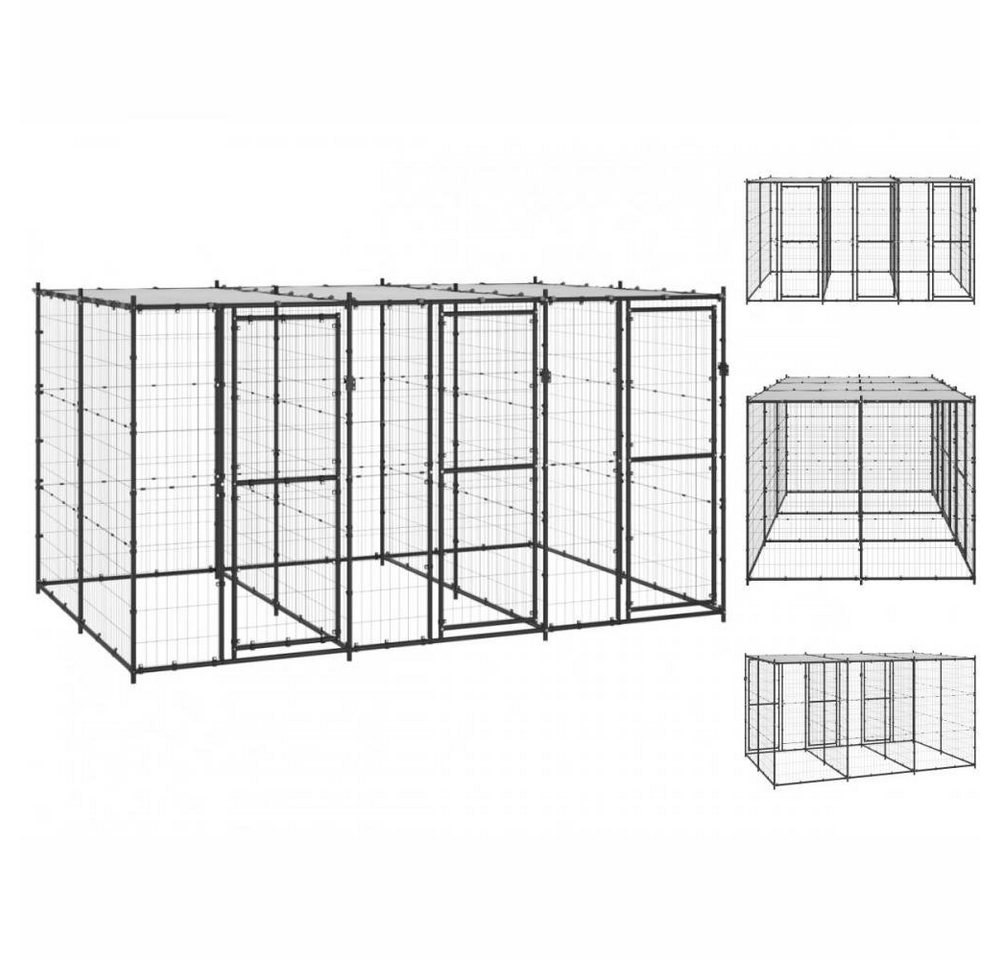 vidaXL Hundezwinger Outdoor-Hundezwinger Stahl mit Überdachung 7,26 m² von vidaXL
