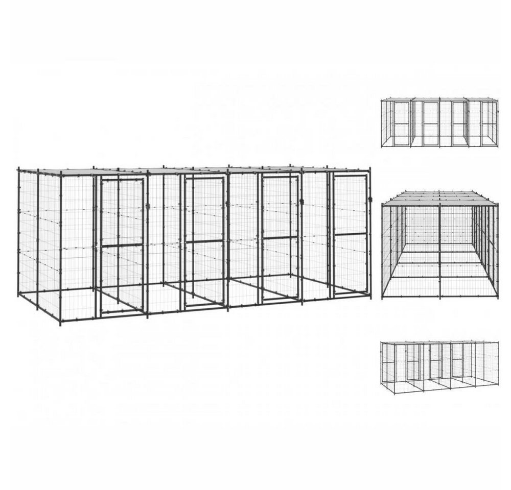 vidaXL Hundezwinger Outdoor-Hundezwinger Stahl mit Überdachung 9,68 m² von vidaXL