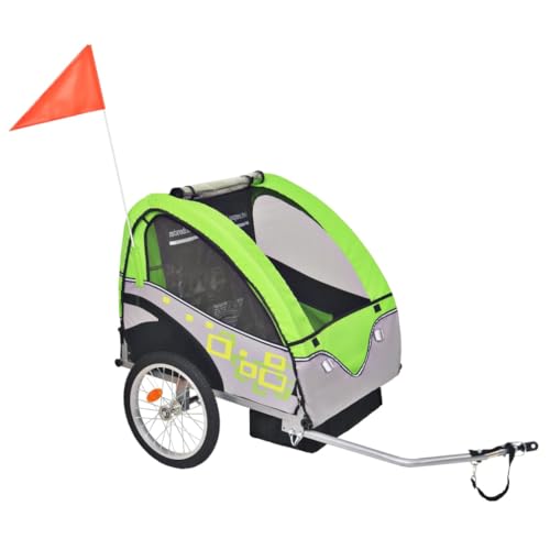 vidaXL Kinder Fahrradanhänger Kinderanhänger Anhänger Fahrrad Transport Kinderfahrradanhänger Jogger für 1 oder 2 Kinder Grau Grün 30kg vidaXL Kinder Fahrradanhänger Kinderanhänger Anhänger Fahrrad Transport Kinderfahrradanhänger Jogger für 1 oder 2 Kinder Grau Grün 30kg von vidaXL