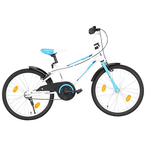 vidaXL Kinderfahrrad mit Kettenschutz Schutzblech Höhenverstellbarer Lenker Jungenfahrrad Kinderrad Spielrad Fahrrad Rad für Kinder Junge 20 Zoll Blau Weiß von vidaXL