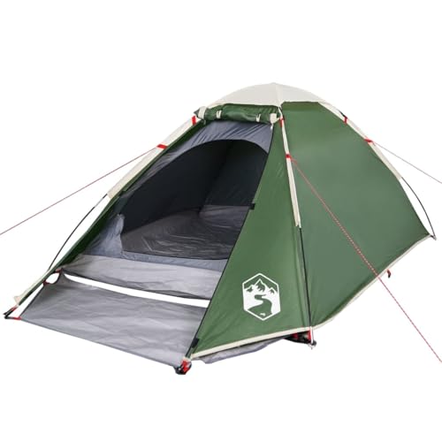 vidaXL Kuppelzelt, Campingzelt für 2 Personen Wasserdicht, Outdoor Zelt mit Abnehmbarem Überzelt, Trekkingzelt Leicht Tragbar, Grün von vidaXL