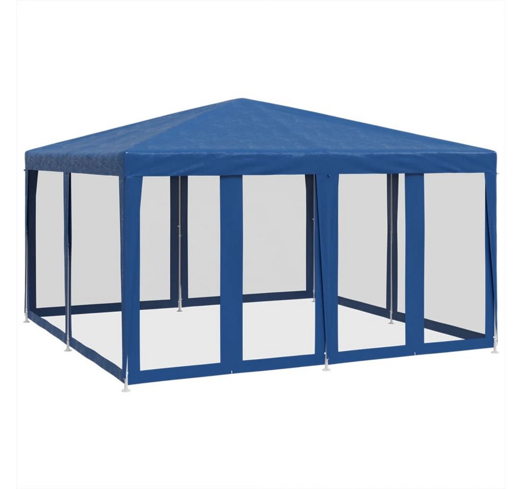 vidaXL Kuppelzelt Partyzelt mit 8 Mesh-Seitenteilen Blau 4x4 m HDPE, (1 tlg) von vidaXL