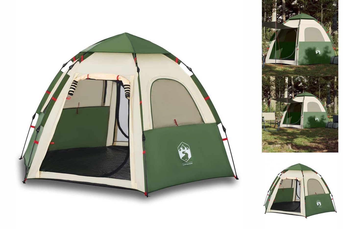 vidaXL Kuppelzelt Zelt Campingzelt Kuppelzelt Familienzelt 4 Personen Grün Quick Release von vidaXL