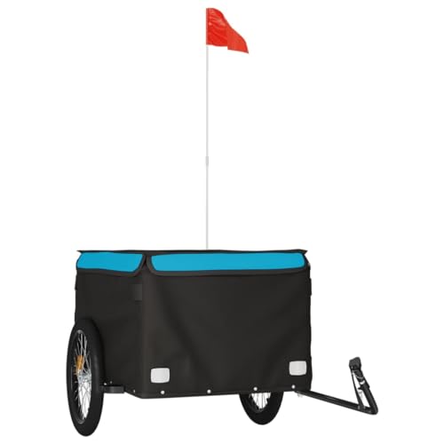 vidaXL Lastenanhänger, Anhänger für Fahrrad, Fahrradanhänger mit Deichsel Sicherheitsflagge, Transportanhänger, Schwarz Blau 45kg Eisen vidaXL Lastenanhänger, Anhänger für Fahrrad, Fahrradanhänger mit Deichsel Sicherheitsflagge, Transportanhänger, Schwarz Blau 45kg Eisen von vidaXL