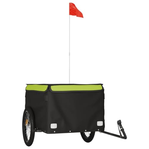 vidaXL Lastenanhänger, Anhänger für Fahrrad, Fahrradanhänger mit Deichsel Sicherheitsflagge, Transportanhänger, Schwarz Grün 45kg Eisen vidaXL Lastenanhänger, Anhänger für Fahrrad, Fahrradanhänger mit Deichsel Sicherheitsflagge, Transportanhänger, Schwarz Grün 45kg Eisen von vidaXL