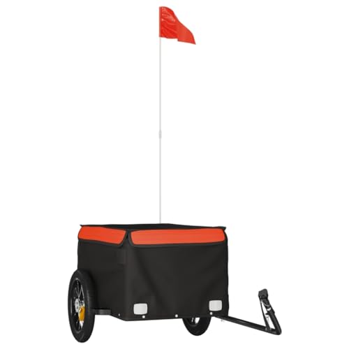 vidaXL Lastenanhänger, Anhänger für Fahrrad, Fahrradanhänger mit Deichsel Sicherheitsflagge, Transportanhänger, Schwarz Orange 30kg Eisen vidaXL Lastenanhänger, Anhänger für Fahrrad, Fahrradanhänger mit Deichsel Sicherheitsflagge, Transportanhänger, Schwarz Orange 30kg Eisen von vidaXL