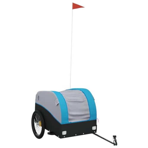 vidaXL Lastenanhänger für Fahrrad, Fahrradanhänger mit Deichsel Flagge, Transportanhänger Maximale Belastbarkeit 45 kg, Anhänger Fahrradwagen, Schwarz Blau Eisen vidaXL Lastenanhänger für Fahrrad, Fahrradanhänger mit Deichsel Flagge, Transportanhänger Maximale Belastbarkeit 45 kg, Anhänger Fahrradwagen, Schwarz Blau Eisen von vidaXL