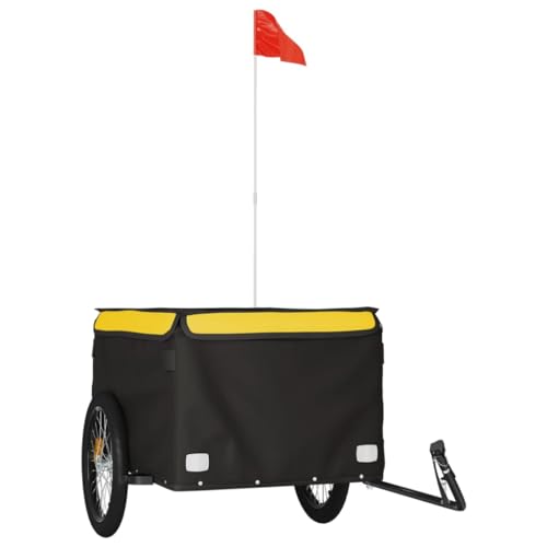 vidaXL Lastenanhänger für Fahrrad, Fahrradanhänger mit Deichsel Flagge, Transportanhänger Maximale Belastbarkeit 45 kg, Anhänger Fahrradwagen, Schwarz Gelb Eisen vidaXL Lastenanhänger für Fahrrad, Fahrradanhänger mit Deichsel Flagge, Transportanhänger Maximale Belastbarkeit 45 kg, Anhänger Fahrradwagen, Schwarz Gelb Eisen von vidaXL