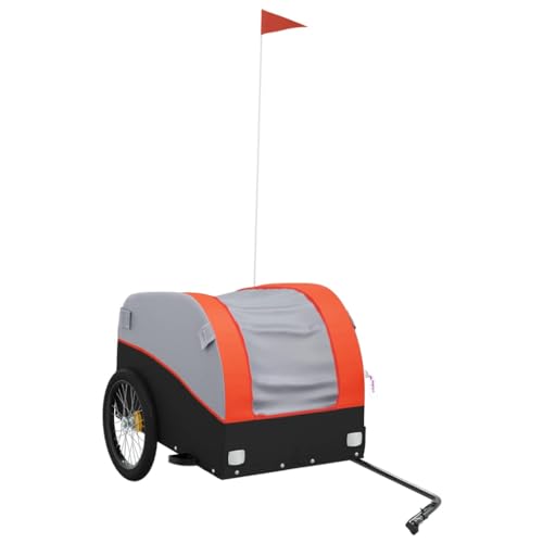 vidaXL Lastenanhänger für Fahrrad, Fahrradanhänger mit Deichsel Flagge, Transportanhänger Maximale Belastbarkeit 45 kg, Anhänger Fahrradwagen, Schwarz Orange Eisen vidaXL Lastenanhänger für Fahrrad, Fahrradanhänger mit Deichsel Flagge, Transportanhänger Maximale Belastbarkeit 45 kg, Anhänger Fahrradwagen, Schwarz Orange Eisen von vidaXL