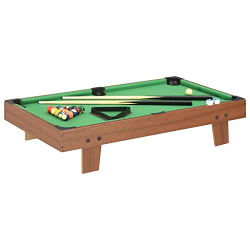 vidaXL Mini Billardtisch 3-Fuß mit Dreieck Billardkugelset Billiardqueue Kreide Pool Billiard Billard Billiardtisch 92x52x19cm Braun Grün von vidaXL