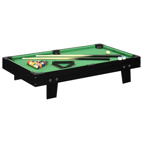 vidaXL Mini Billardtisch 3-Fuß mit Dreieck Billardkugelset Billiardqueue Kreide Pool Billiard Billard Billiardtisch 92x52x19cm Schwarz Grün von vidaXL