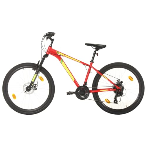 vidaXL Mountainbike 21 Gang 27,5 Zoll Rad mit Shimano-Kettenwechsler Scheibenbremsen Schnellspann-Sattelstützenklemme Fahrrad Sportfahrrad 38cm Rot von vidaXL