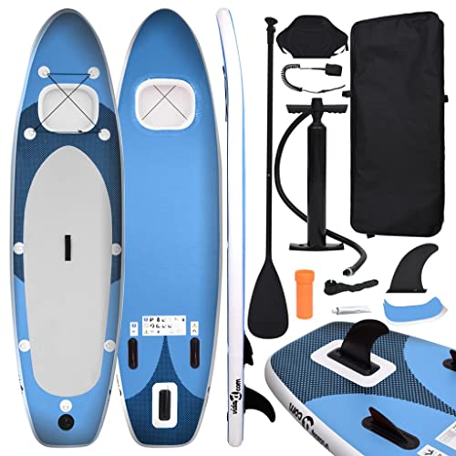 vidaXL SUP Board Set Aufblasbar für 1 Erwachsener Stand Up Paddle Surfboard Surfbrett Paddling Funboard Paddelboard Wellenreiter Marineblau 360x81x10cm von vidaXL