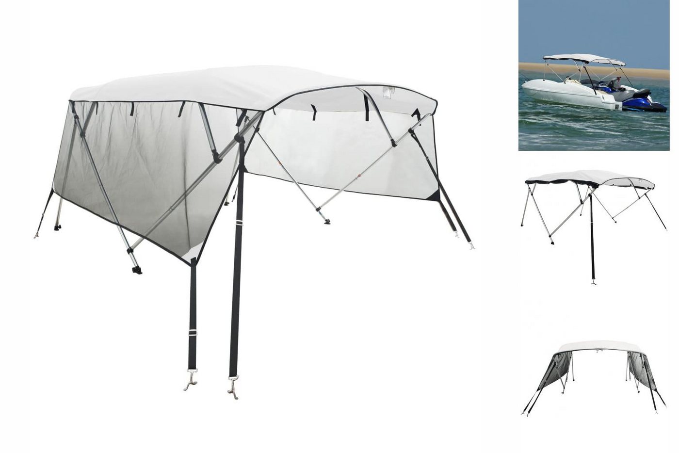 vidaXL Schutzplane 4-Bow Bimini-Top mit Mesh-Seitenteilen 243x230-244x137 cm von vidaXL