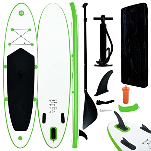 vidaXL Stand Up Paddle Board Set Aufblasbar mit Tragetasche SUP Surfbrett Surfboard Paddelboard Paddling ISUP Grün Weiß 330x72x10cm von vidaXL