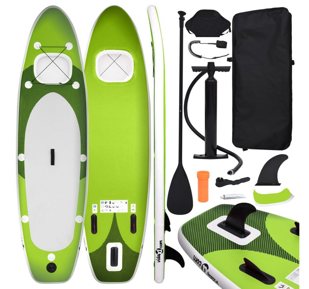 vidaXL Surfboard Footpad SUP-Board-Set Aufblasbar Grün 360x81x10 cm von vidaXL