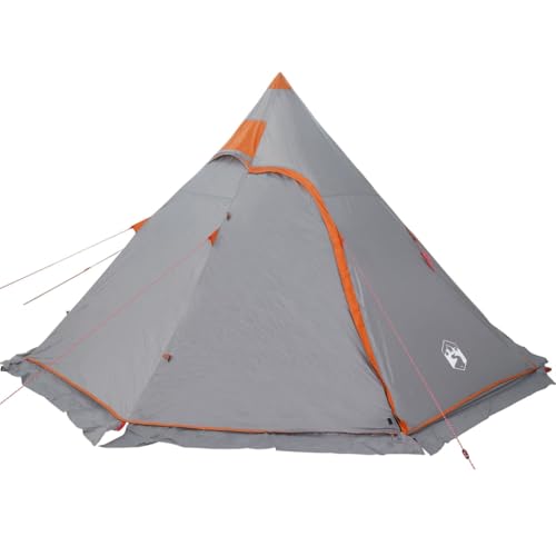 vidaXL Tipi Campingzelt, Familienzelt mit Stangen Heringen Abspannseilen, Tipi Zelt für 5 Personen, Gruppenzelt Trekkingzelt, Grau 185T Polyester von vidaXL