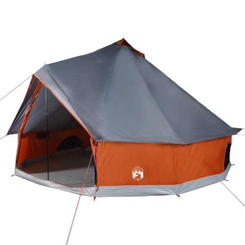 vidaXL Tipi Familienzelt 10 Personen, Campingzelt mit Netzwände, Wasserdicht Tipizelt mit E-Anschluss, Gartenzelt, Grau Orange 185T Polyester vidaXL Tipi Familienzelt 10 Personen, Campingzelt mit Netzwände, Wasserdicht Tipizelt mit E-Anschluss, Gartenzelt, Grau Orange 185T Polyester von vidaXL