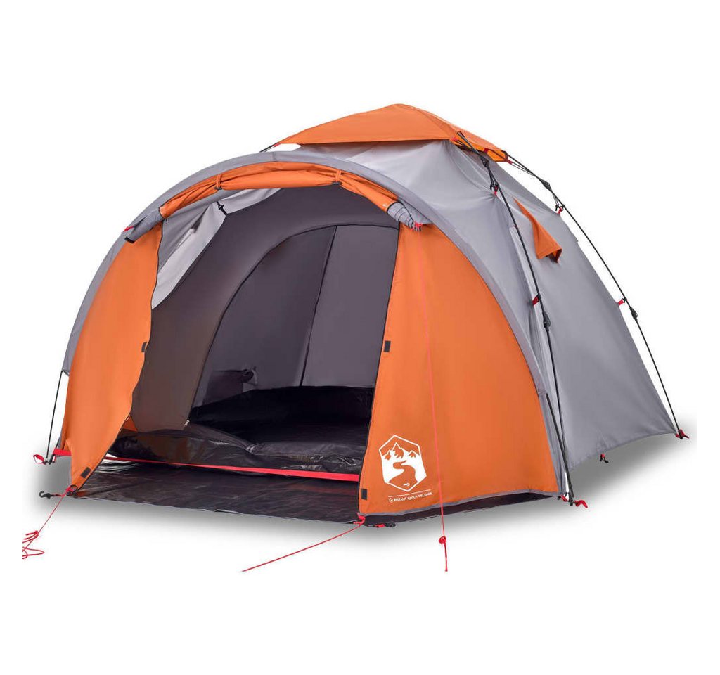 vidaXL Vorzelt Kuppel-Campingzelt 3 Personen Grau und Orange Quick Release, (1 tlg) von vidaXL