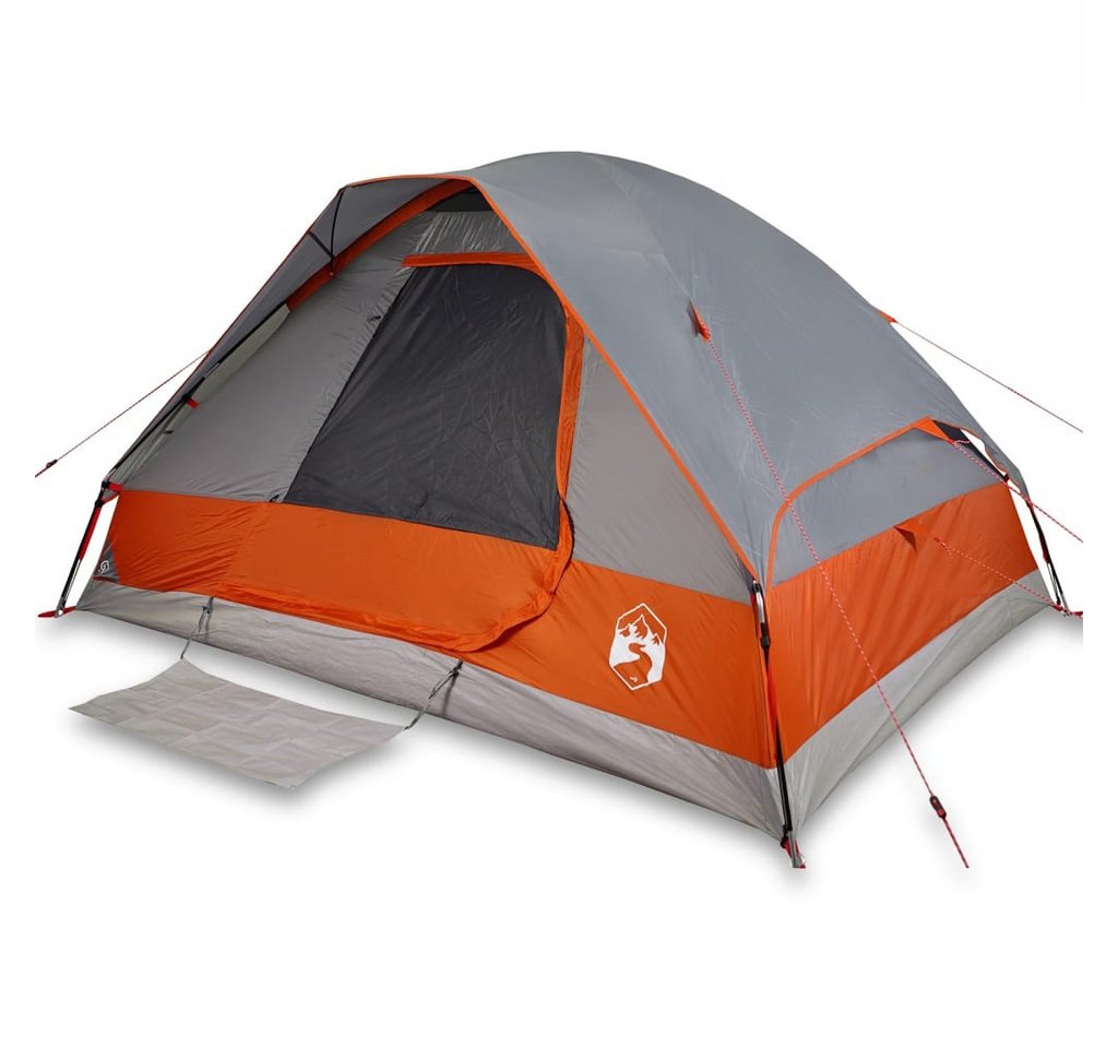 vidaXL Vorzelt Kuppel-Campingzelt 4 Personen Grau und Orange Wasserdicht, (1 tlg) von vidaXL