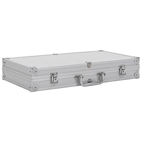 vidaXL Waffenkoffer mit 2 Schlüsseln Gewehrkoffer Pistolenkoffer Jagdkoffer Universalkoffer Alukoffer Aluminium Alu ABS Silbern 47x26x8,3 cm von vidaXL