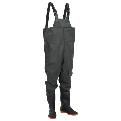 vidaXL Wathose mit Stiefeln, Anglerhose Wasserfest Verstellbar, Angelhose für Angler Jäger Landwirte, Teichhose, Dunkelgrün Größe 39 von vidaXL