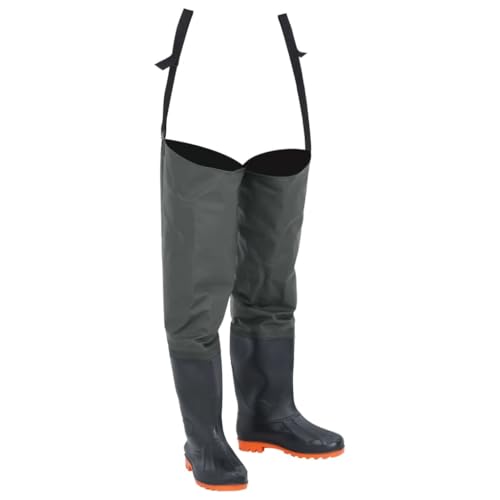 vidaXL Watstiefel, Hüftstiefel für Angler Landwirte, Anglerstiefel Wasserfest Verstellbar, Fischerstiefel Wathose, Dunkelgrün Gr. 43 von vidaXL