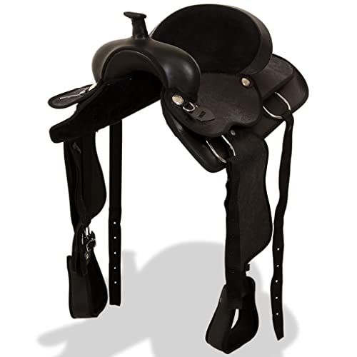 vidaXL Westernsattel Halfter Brustblatt Echtleder 17" Schwarz Pferd Sattel Set vidaXL Westernsattel Halfter Brustblatt Echtleder 17" Schwarz Pferd Sattel Set von vidaXL