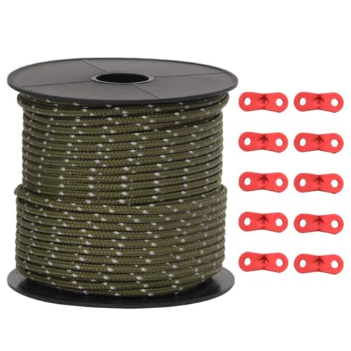 vidaXL Zeltleine, Zeltschnur mit Seilspannern, Abspannleine Reflektierend für Zelt Camping, Abspannseil Campingseil, Polypropylen 50m 4mm vidaXL Zeltleine, Zeltschnur mit Seilspannern, Abspannleine Reflektierend für Zelt Camping, Abspannseil Campingseil, Polypropylen 50m 4mm von vidaXL