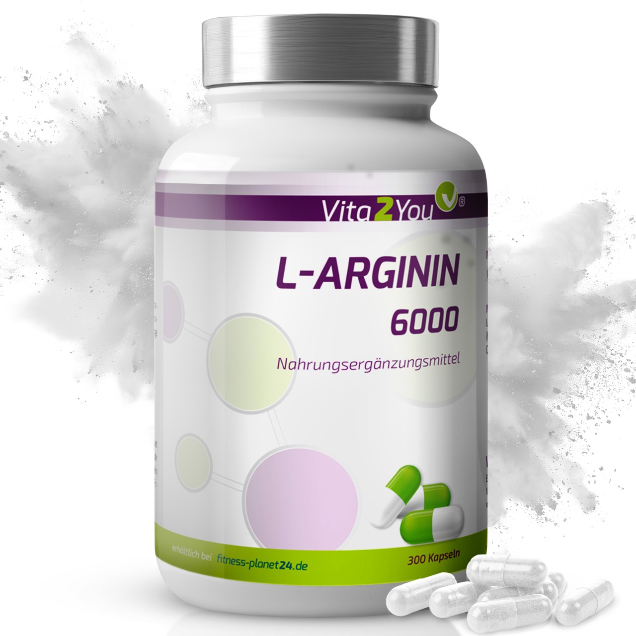 Vita2You L-Arginin 6000 - 300 Kapseln - 1000mg Arginin pro Kapsel von vita2you