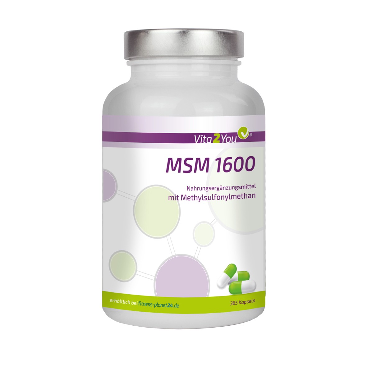 Vita2You MSM 1600 - 365 Kapseln - 800mg pro Kapsel - (Methylsulfonylmethan) -... von vita2you