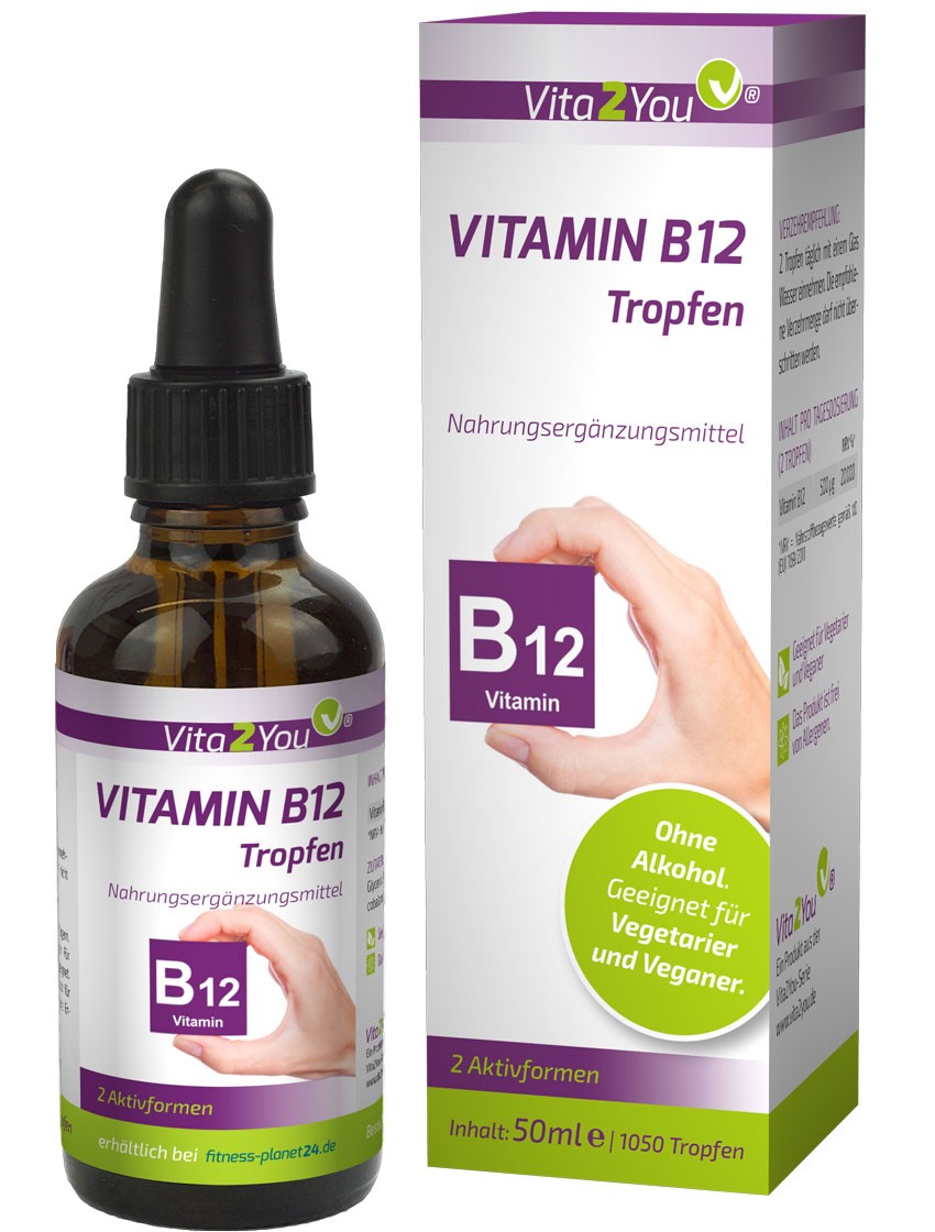 Vita2You Vitamin B12 Tropfen 50ml - MHD Sonderpreis - 2 Aktivformen - 250?g p... von vita2you