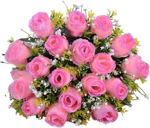 18 Köpfe Rosenstrauß Künstliche Blume Hochzeit Rose Dekor Seidenrosenstrauß Hochzeit Braut hält Blumen Künstliche Blume (Weiß) von vkeid